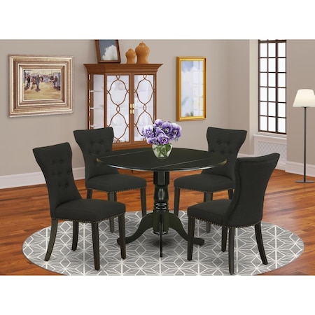East West Furniture 5 Piece Dublin Round Dinette Set - Black DLGA5-BLK-24